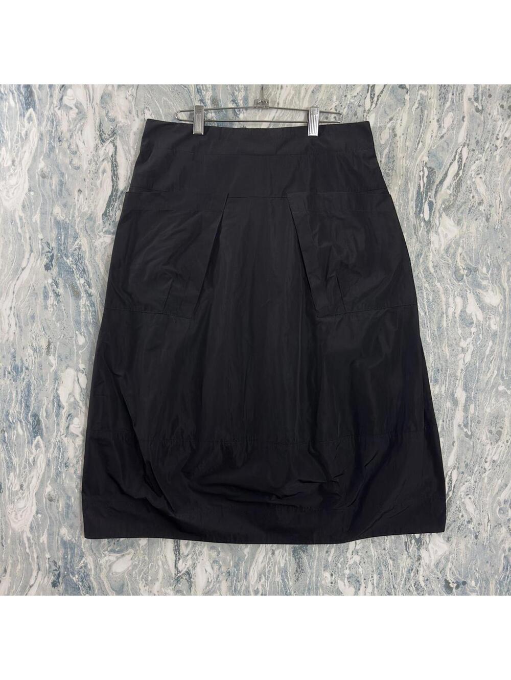 Boho Black Parachute Midi Skirt (M)